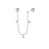 Variabilné náušnice s diamantmi a retiazkou z ružového zlata KLENOTA