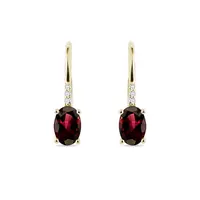 Visiace náušnice zo zlata s granátmi a diamantmi KLENOTA