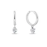 Náušnice kruhy z bieleho zlata s príveskom v tvare srdca KLENOTA