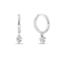 Náušnice kruhy z bieleho zlata s príveskom v tvare srdca KLENOTA