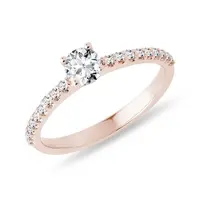 Diamantový zásnubný prstienok  z ružového zlata KLENOTA