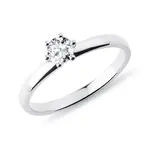 Klasický zásnubný prsteň z bieleho 14k zlata s diamantom KLENOTA
