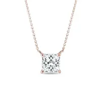 Náhrdelník s lab grown diamantem princess v růžovém zlatě KLENOTA