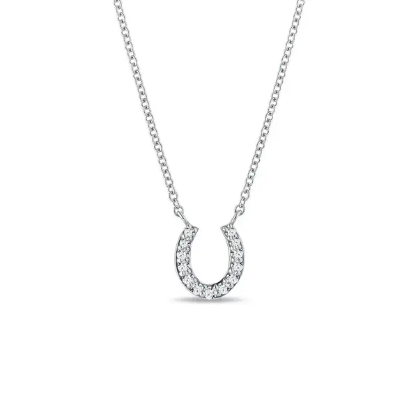 Diamantový náhrdelník podkova z bílého zlata KLENOTA