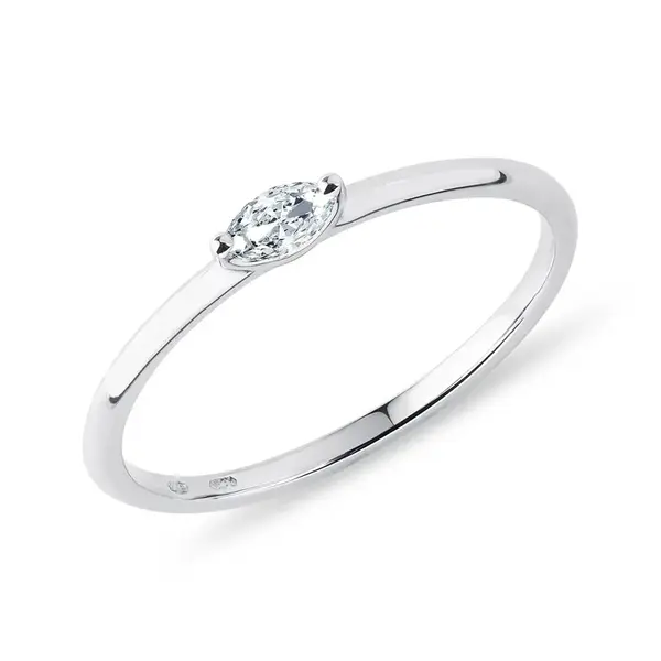 Minimalistický prstýnek s diamantem v bílém zlatě KLENOTA
