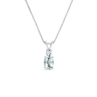 Přívěsek s akvamarínem a diamantem z bílého zlata KLENOTA