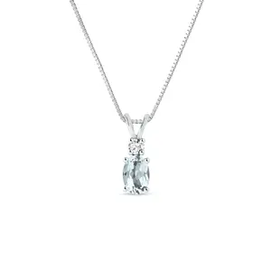 Přívěsek s akvamarínem a diamantem z bílého zlata KLENOTA