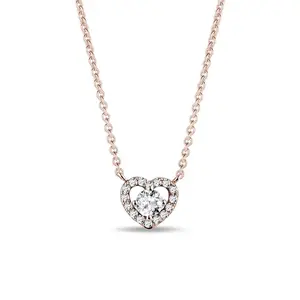 Diamantový náhrdelník srdce z růžového zlata KLENOTA