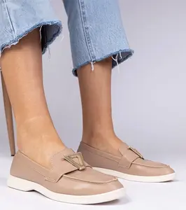 Gemre Dark beige women's loafers with elegant decoration Viletta