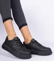 Gemre Black women's sneakers with thick soles Rossio
