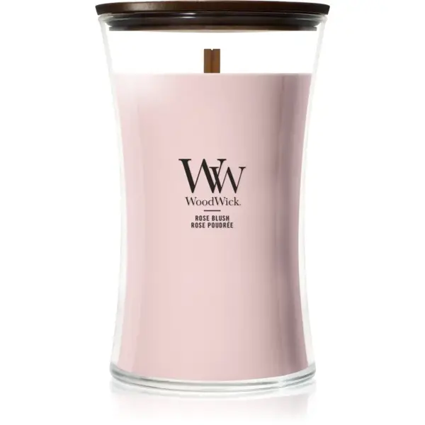 Woodwick Rose Blush vonná svíčka s dřevěným knotem 610 g