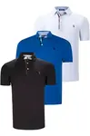 TRIPLE SET T8582 DEWBERRY MENS T-SHIRT-BLACK-WHITE-SAKS