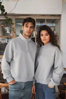 Trendyol Grey Melange Oversize/Wide Stand Collar Zippered Inside Polar Fleece/Warm Basic Sweatshirt