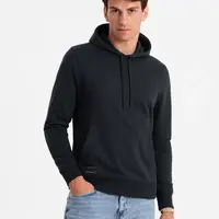 Ombre Men's BASIC cotton kangaroo hooded sweatshirt - black