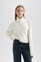DEFACTO Oversize Wide Pattern Turtleneck Knitwear Sweater