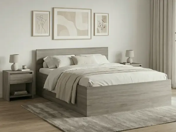 Postel SOFIA 180 x 200 cm, dub lanýž Rošt: Bez roštu, Matrace: Matrace Sommera 18 cm