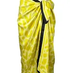 71058 Dewberry Patterned Shiny Fabric Women Pareo-YELLOW