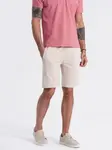Ombre Men's knit shorts with drawstring and pockets - light beige
