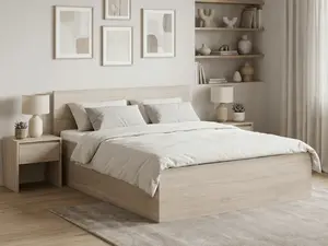 Posteľ SOFIA 160 x 200 cm, dub sonoma Rošt: S latkovým roštom, Matrac: Matrac COCO MAXI 20 cm