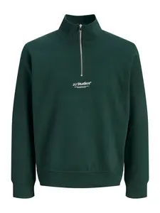 JACK & JONES Mikina 'JJESoho'  tmavozelená / biela