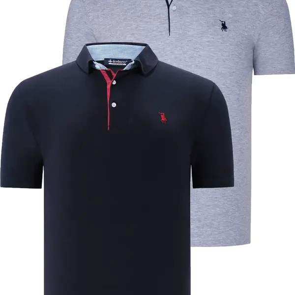 DUAL SET T8582 DEWBERRY PÁNSKÉ TRIČKO-NÁMOŘNICKÁ MODŘ - ŠEDÁ