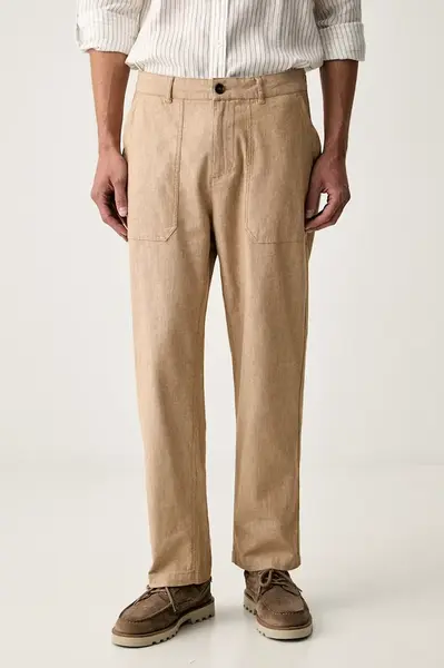 Scotch & Soda nohavice pánske s prímesou ľanu
