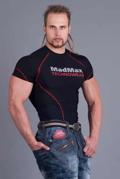 MADMAX Kompresní triko s krátkým rukávem, S, černo-červená