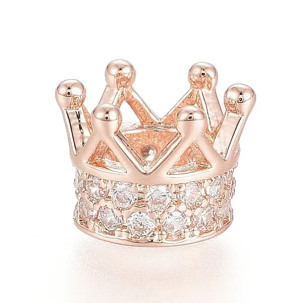 Brass Micro Pave Cubic Zirconia Beads