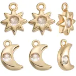 24Pcs 2 Styles Brass Micro Pave Cubic Zirconia Charms