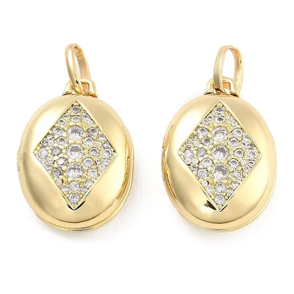 Brass Pave Clear Cubic Zirconia Pendants