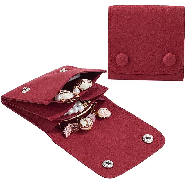 2Pcs Microfiber Cloth Jewelry Storage Bags with Brass Button