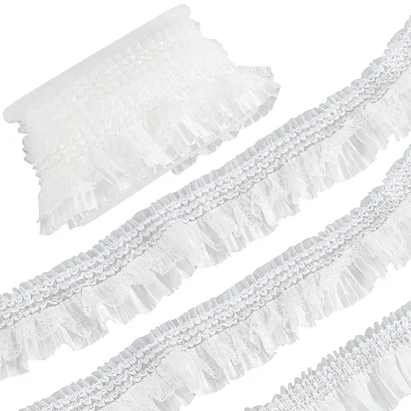 10Yards Satin Elastic Pleated Lace Trim