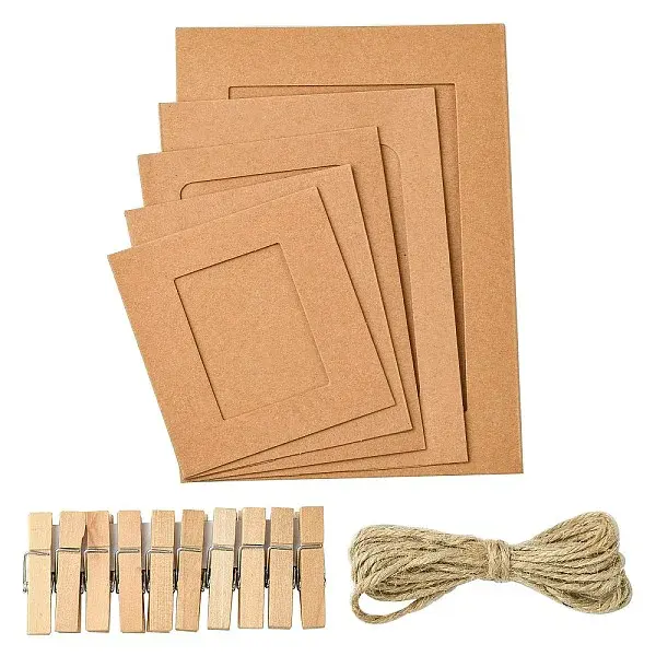 5 Sets 5 Styles Rectangle Cowhide Paper Hanging Photo Frame