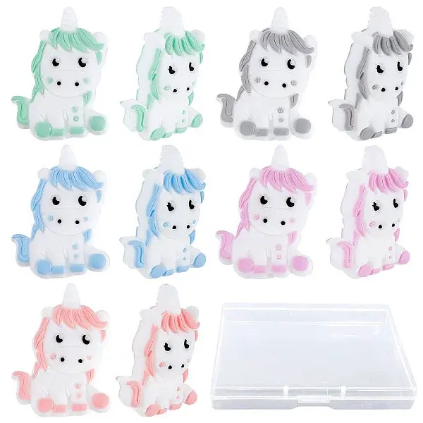 10Pcs 5 Colors Silicone Beads