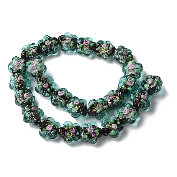 Handmade Foil Lampwork Beads Strands