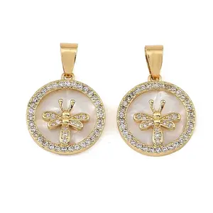 Brass Micro Pave Clear Cubic Zirconia Pendants