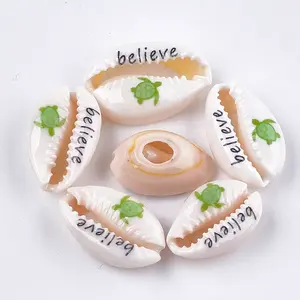 Printed Cowrie Shell Beads