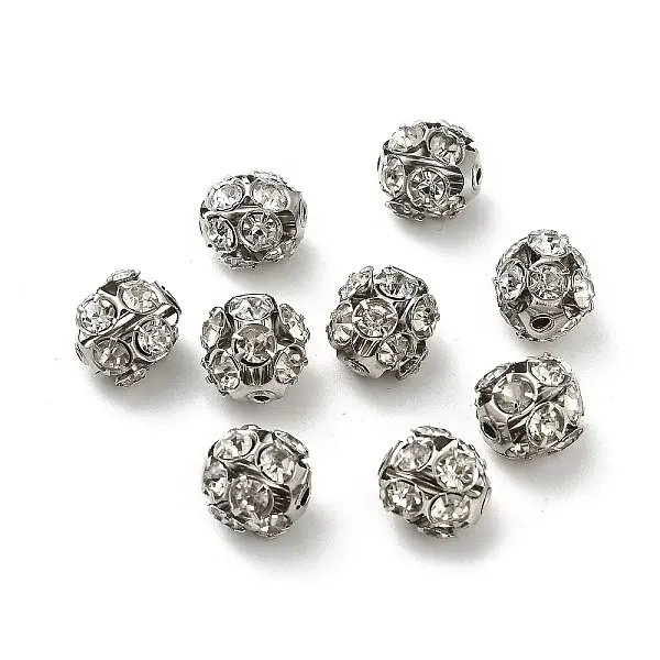 10mm Brass Rhinestone Beads