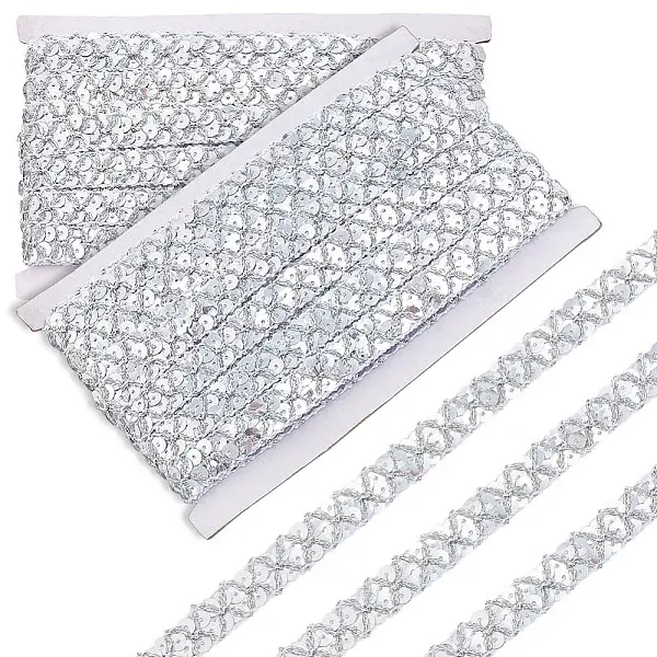 Sparkle Polyester Wavy Lace Trim Ribbon