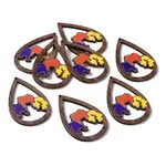 Halloween Theme Single Face Printed Aspen Wood Big Pendants