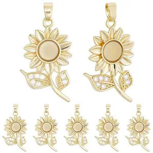 8Pcs Brass Micro Pave Cubic Zirconia with Resin Pendants