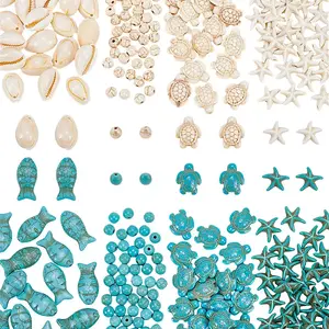 DIY Synthetic Turquoise & Natural Cowrie Shell Beads Jewelry Making Findings Kits