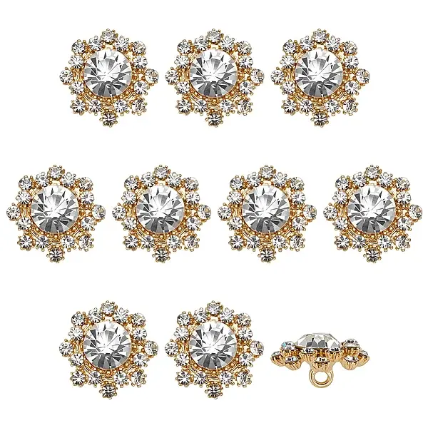 10Pcs 1-Hole Alloy Glass Buttons