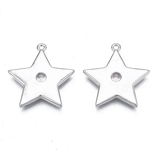 Brass Micro Pave Clear Cubic Zirconia Pendants