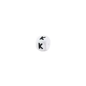 Cube with Letter Pattern Silicone Beads