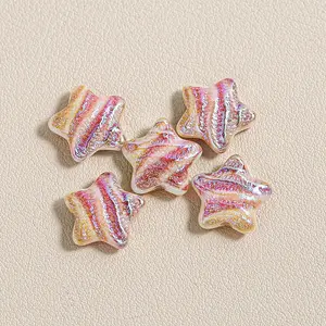 15Pcs Printed Resin Beads