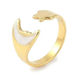 Ion Plating(IP) 304 Stainless Steel Enamel Cuff Finger Rings