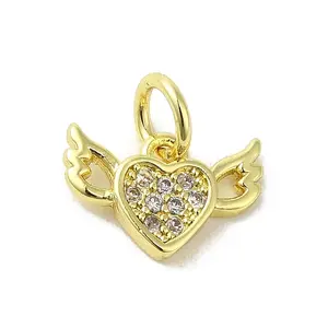 Golden Brass Pave Cubic Zirconia Pendants