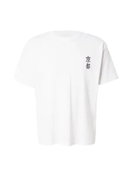 JACK & JONES Tričko 'JJBOYE'  tmavohnedá / biela