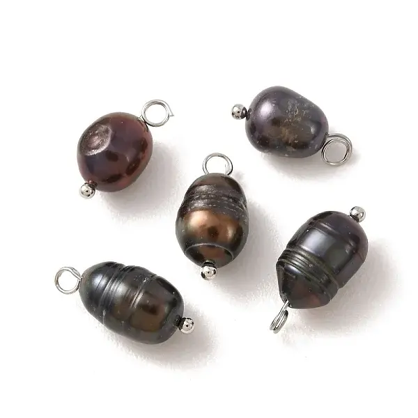 60Pcs 3 Styles Dyed Natural Cultured Freshwater Pearl Rice Pendants